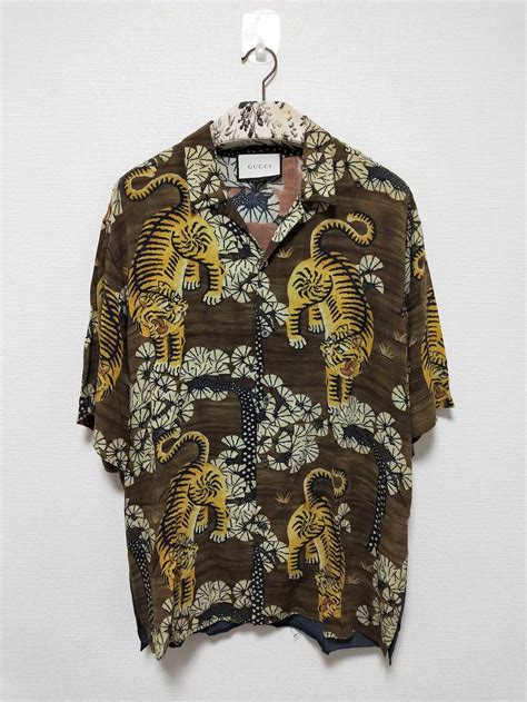 mens gucci button up shirt|Gucci tiger button up.